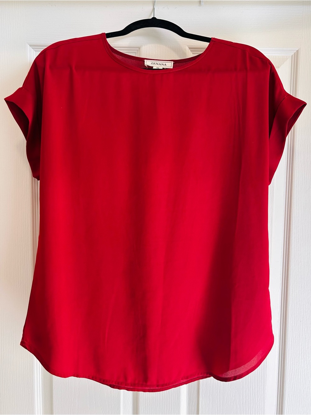 Zenana Red Short Sleeve Round Neck Blouse